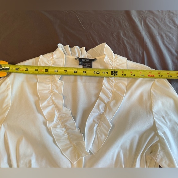 Per Se by Carlisle ruched button L/S white blouse size 14/Large - Picture 9 of 10